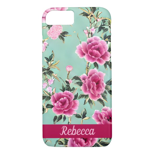 Capa Para iPhone, Case-Mate Chinoiserie Floral Rosa e Verde (Verso)