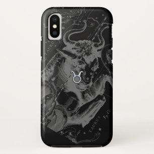 Capa Para iPhone X Chrome Style Taurus Zodiac Sinal em Decoração He