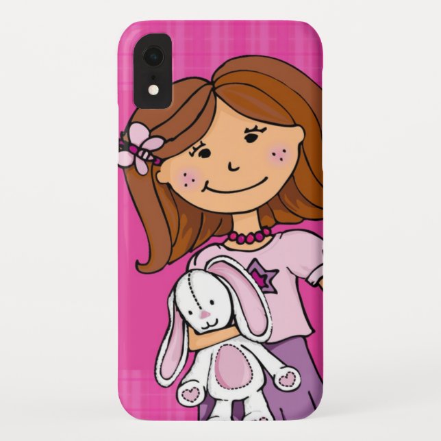 Capa Para iPhone, Case-Mate Cinza coelho, abraço gráfico rosa (Verso)