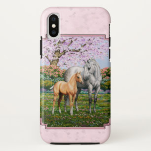Capa Para iPhone X Cinza de maçã Cavalo Triplo Mare Palomino Pink