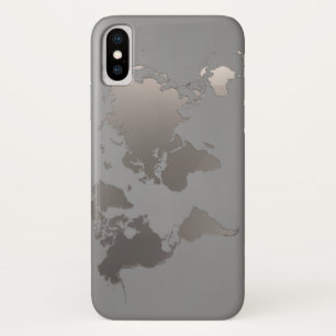 Capa Para iPhone X Cinza de Viagem de Negócios do Mapa Mundial do Ap