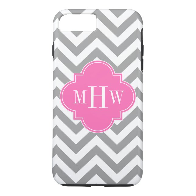 Capa Para iPhone, Case-Mate Cinza Dk Lg Chevron Quatrefoil Quente Rosa Quatref (Verso)