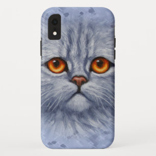 Capa Para iPhone Da Case-Mate Cinza Fluffy Face de Cat Kitten Face