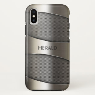 Capa Para iPhone X Cinza Geométrico Metálico