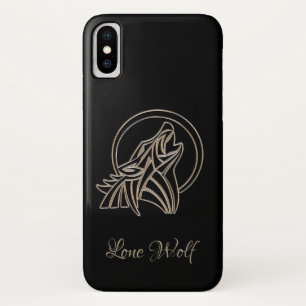 Capa Para iPhone Da Case-Mate Cinzas de prata pretas elegantes que urram o lobo