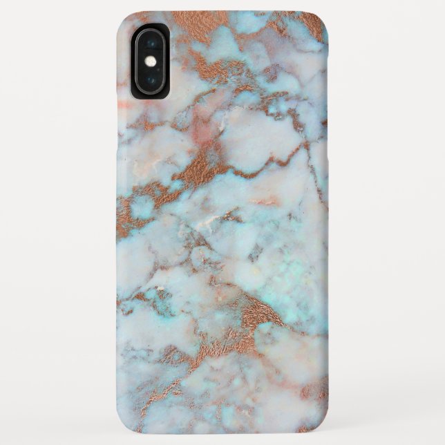 Capa Para iPhone, Case-Mate Cinzas E Marble Brown Glitter Azul (Verso)