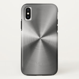 Capa Para iPhone X Cinzas Metálicas Faux Aço Inoxidável