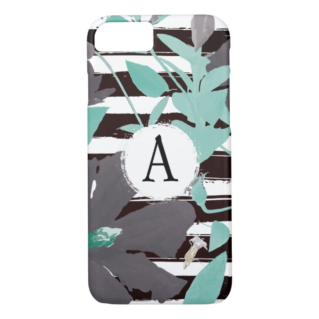 Capa Para iPhone, Case-Mate Cinzas Monogramas, Parte Floral (Verso)