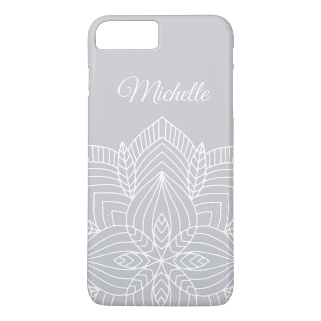 Capa Para iPhone, Case-Mate Cinzas Personalizadas e Mandala Branca (Verso)