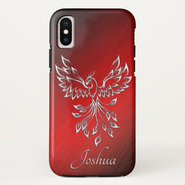 Capa Para iPhone, Case-Mate Cinzas pretas vermelhas e Phoenix pessoais (Verso)
