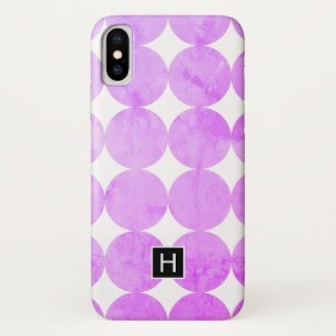 Capa Para iPhone X Círculos Roxos Modernos Monograma