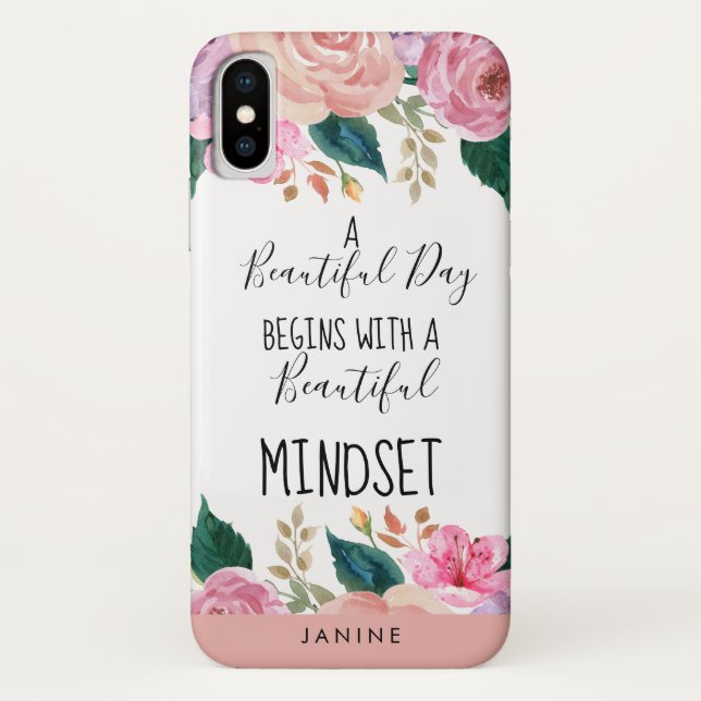 Capa Para iPhone, Case-Mate Citação de Mindset Inspiron Linda Personalizada (Verso)