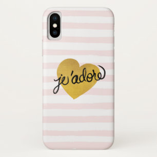 Capa Para iPhone X Citações coração preto & Dourado de   de J'adore