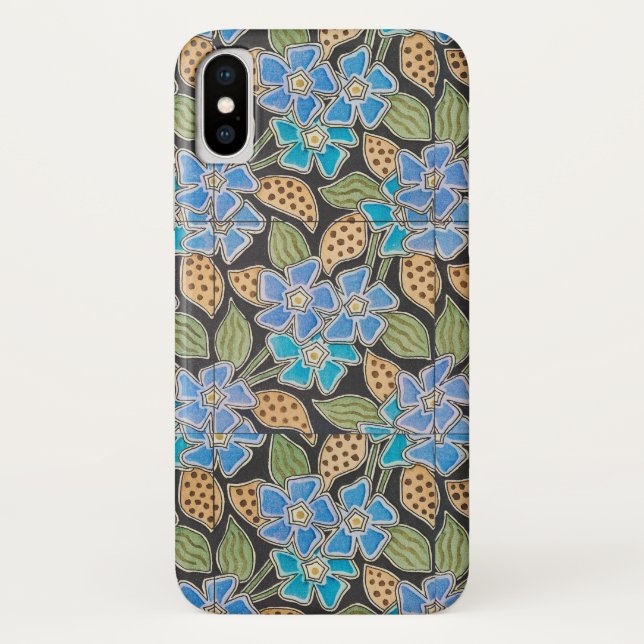 Capa Para iPhone, Case-Mate Clássico Floral Clássico Azul-Flor Elegante (Verso)