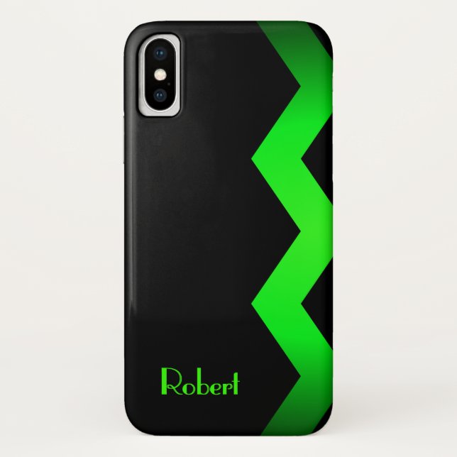 Capa Para iPhone, Case-Mate Clássico Zig Zag Verde Personalizado (Verso)