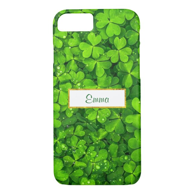 Capa Para iPhone, Case-Mate Clovers Verdes com Quadro de Folha Ouro FAUX (Verso)