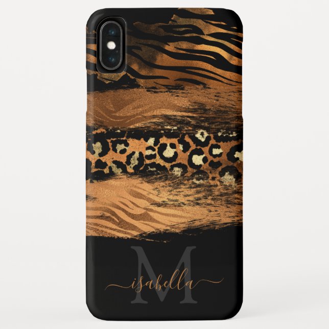 Capa Para iPhone, Case-Mate Cobre com Letra Dourada Preta Monogramada (Verso)