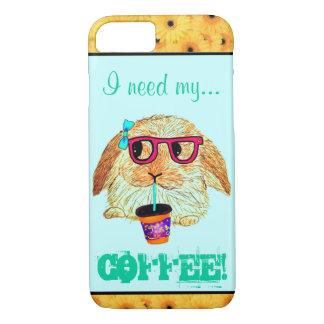 Capa iPhone 8/ 7 Coelho do hipster com café