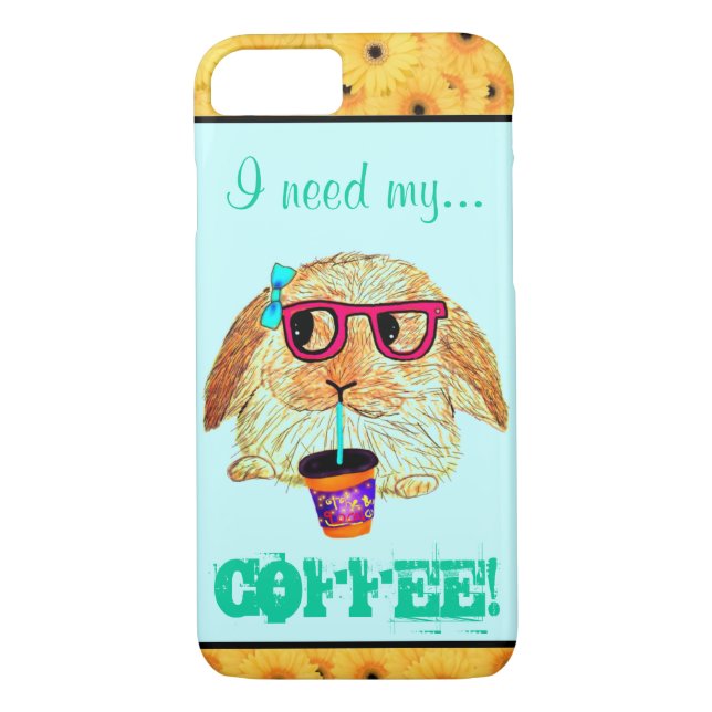 Capa Para iPhone, Case-Mate Coelho do hipster com café (Verso)
