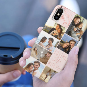 Capa Para iPhone Da Case-Mate Colagem de Fotos de Marble 7 Rosa - Vida Adorável