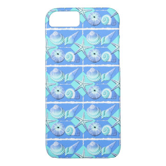 Capa Para iPhone Da Case-Mate Colagem de máscaras dos Seashells do azul