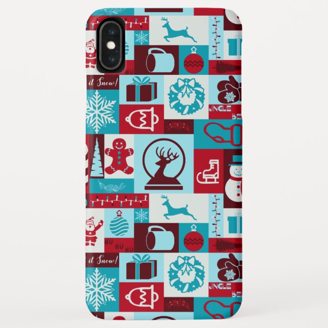 Capa Para iPhone, Case-Mate Colagem de Natal (Vermelho/Azul) (Verso)