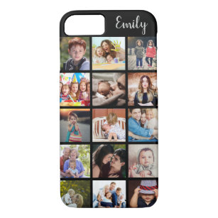 Capa iPhone 8/ 7 Colagem e nome personalizados de fotos da família