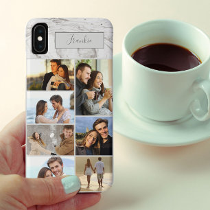 Capa Para iPhone Da Case-Mate Colagem Personalizada de 7 Fotos em Mármore Cinza
