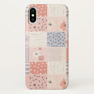 Capa Para iPhone Da Case-Mate Colcha de retalhos florais pastéis em rosa e azul