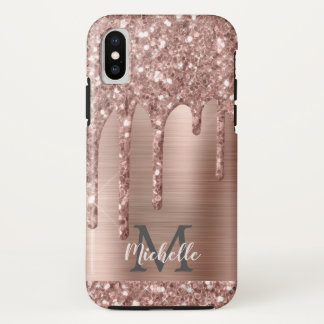Capa Para iPhone Da Case-Mate Colírio Dourado de Rosa monograma em metal cor-de-