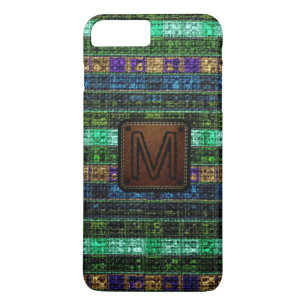 Capa iPhone 8 Plus/7 Plus Colorida Coluna Mosaica Burlap Leather Elegante Ol