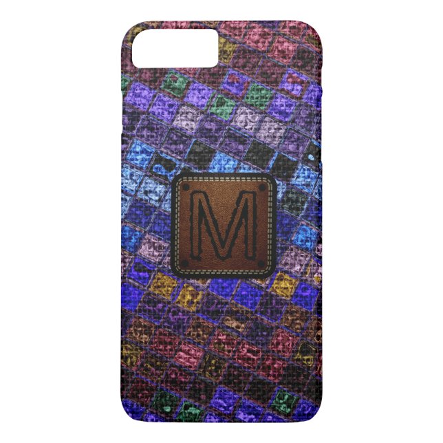 Capa Para iPhone, Case-Mate Colorida Coluna Mosaica Burlap Leather Elegante Ol (Verso)
