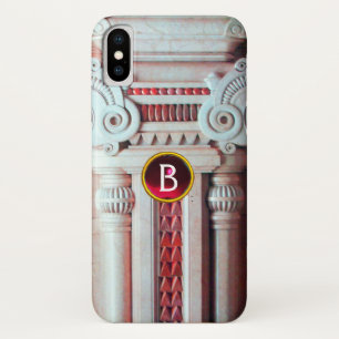 CAPA PARA iPhone X COLUNA DE MÁRMORE ELEGANTE, MONOGRAMA ROSA