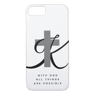 Capa iPhone 8/ 7 Com deus todas as coisas são cruz cristã possível