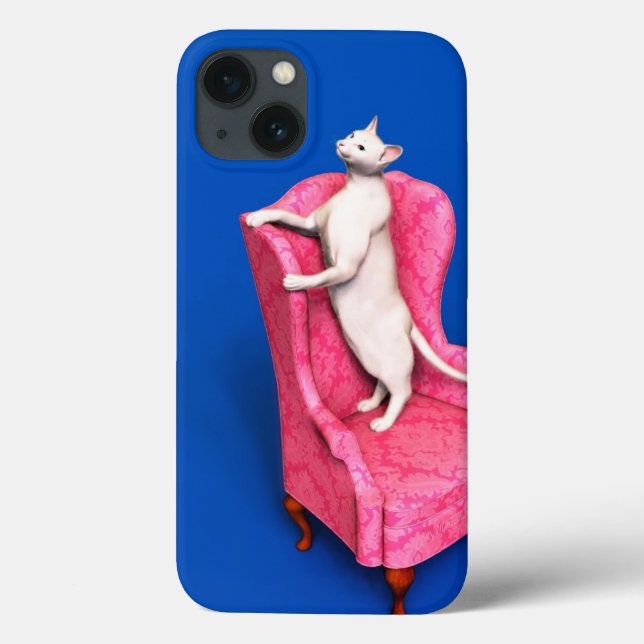 Capa para iPhone Case-Mate com gato oriental branc (Verso)