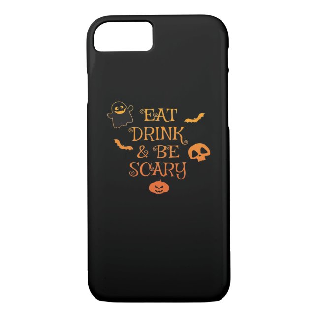 Capa Para iPhone, Case-Mate Coma Bebida E Esteja Assustada Com O Halloween Clá (Verso)