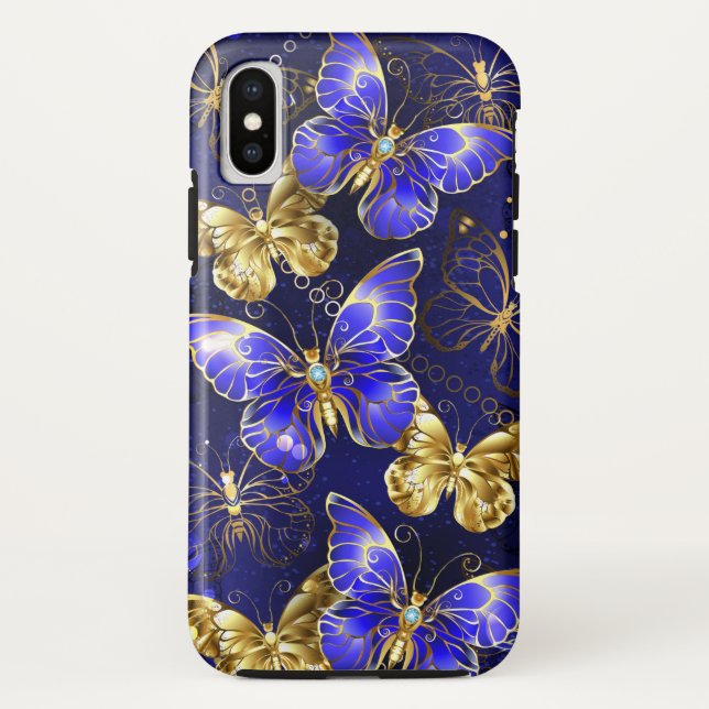 Capa Para iPhone, Case-Mate Composição com borboletas de safira (Verso)