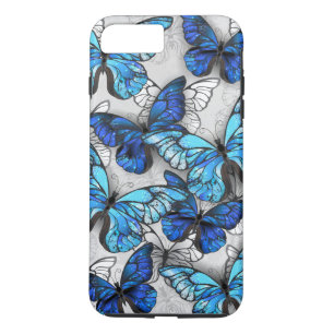 Capa iPhone 8 Plus/7 Plus Composição de Borboletas Brancas e Azuis