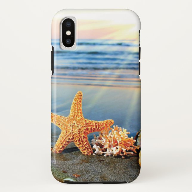 Capa Para iPhone, Case-Mate Conchas marítimas e estrelas-do-mar na praia (Verso)