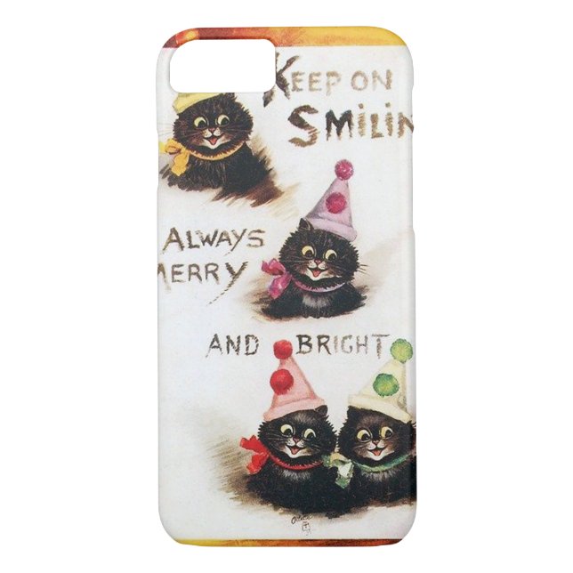 Capa Para iPhone, Case-Mate Continue sorrindo, Gato Negro, Louis Wain (Verso)