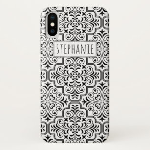 Capa Para iPhone Da Case-Mate Cor damasco e nome preto e branco