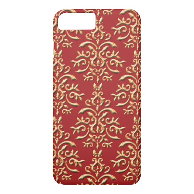 Capa Para iPhone, Case-Mate Cor damasco vermelha Dourado metálica (Verso)