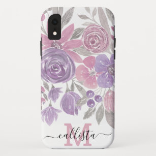 Capa Para iPhone Da Case-Mate Cor de Água Floral Verde Púrpura, Rosa, Sage Verde