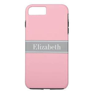 Capa Para iPhone Da Case-Mate Cor-de-rosa sólido, Cinza Escura Nome Monograma