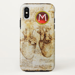 Capa Para iPhone XS Coração e seu monograma da gema do pergaminho do