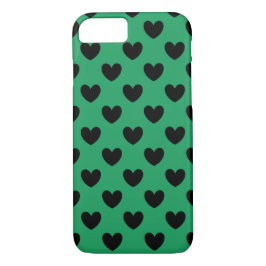 Capa Para iPhone Da Case-Mate Corações de polca pretos em Kelly Green