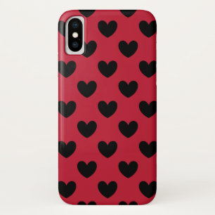 Capa Para iPhone Da Case-Mate Corações de polca pretos em vermelho