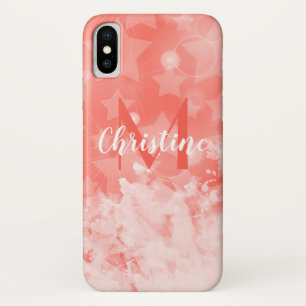 Capa Para iPhone Da Case-Mate Coral cor-de-rosa Padrão das Estrelas Moderno Nome