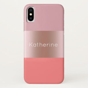 Capa Para iPhone X Coral cor-de-rosa-rosa rosa, pintinho, elegante