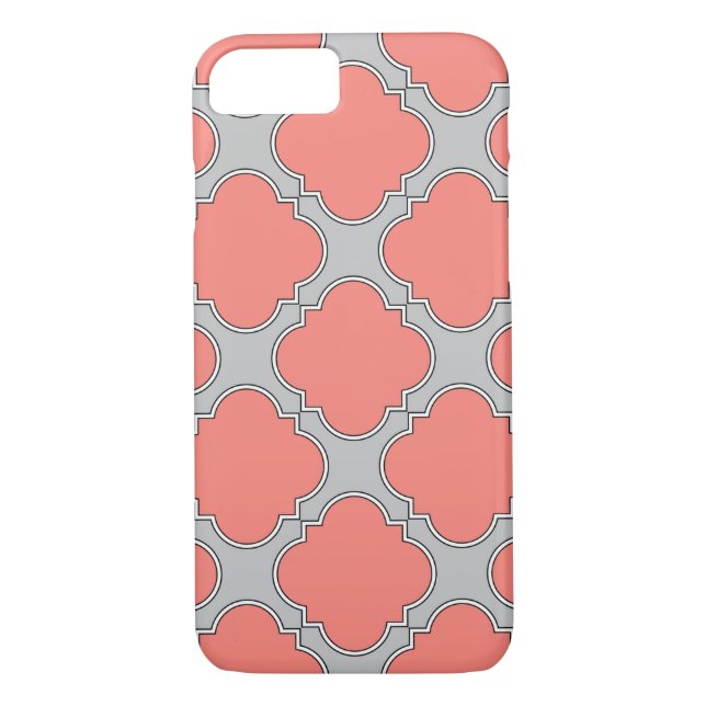 Capa Para iPhone, Case-Mate Coral e cinza de Quatrefoil (Verso)